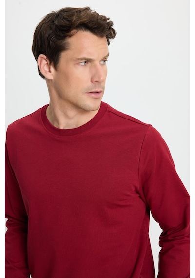 Tudors Erkek Relax Fit Rahat Kesim %100 Pamuk 2 İplik Bisiklet Yaka Bordo Sweatshirt -41523 Bordo