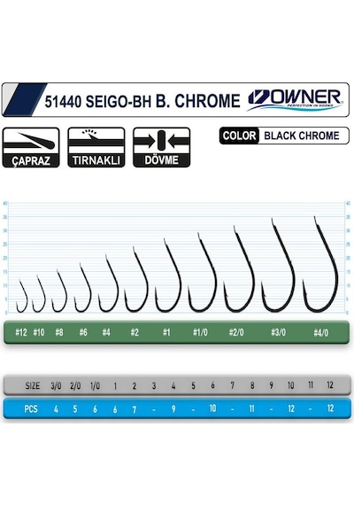 Owner 51440 Seigo-bh Black Chrome İğne No:4 Adet:9