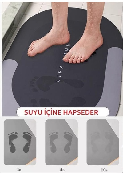 Süper Su Emici Kaymaz Tabanlı Oval Banyo Paspası Diatom Banyo Lavabo Paspası Sihirli Su Emici Diyatom Paspas 60 X 39 Çok Renkli
