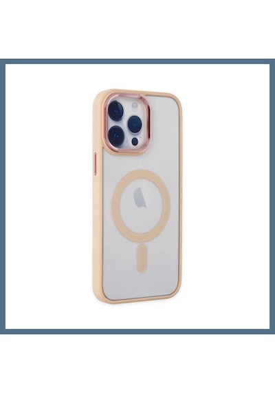 Buradabulabilirsin Apple iPhone 14 Pro Max Uyumlu Kılıf Room Magneticsafe Silikon - Pudra Bbz
