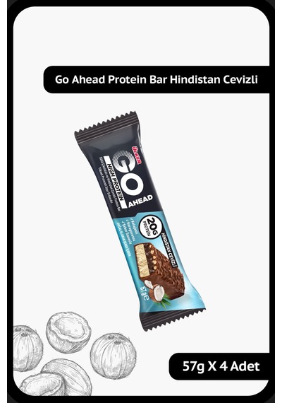 Go Ahead High Protein Bar - Sütlü Çikolatalı Ve Hindistan Cevizli - 57 Gram - 4 Adet