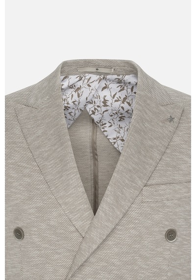 Ac&co Erkek Bej Slim Fit Dar Kesim Kırlangıç Yaka Pamuklu Desenli Blazer Ceket