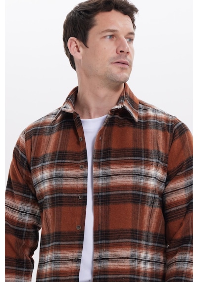 Tudors Erkek Slim Fit Dar Kesim Kareli Kışlık Oduncu Gömlek-42212 Kahverengi Tudors Erkek Slim Fit Dar Kesim Kareli Kışlık Oduncu Gömlek-42212 Kahverengi