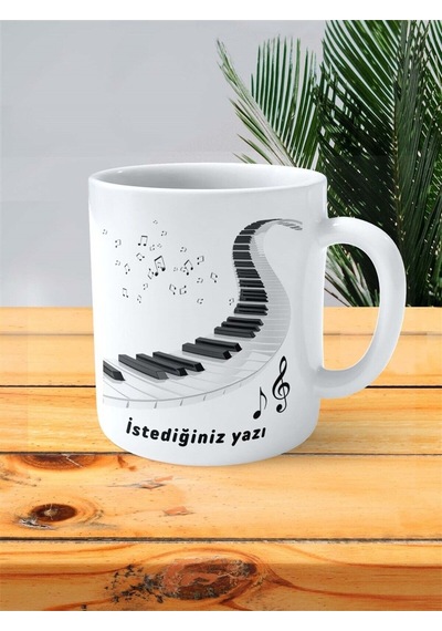 Piano Baskılı Kupa Bardak Kişiye Özel Model 3 Çok Renkli