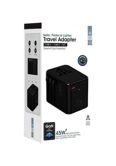 Evrensel Seyahat Şarj Adaptörü Fiş Priz Dönüştürücü Priz 45w /2xu