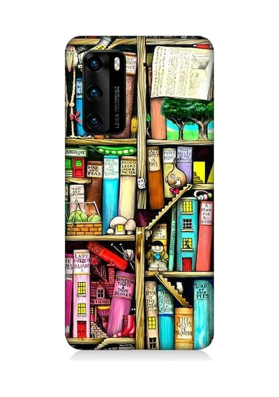 Huawei P40 Uyumlu Kitaplık Ve Raflar Books Shelf Desenli Silikon Kılıf