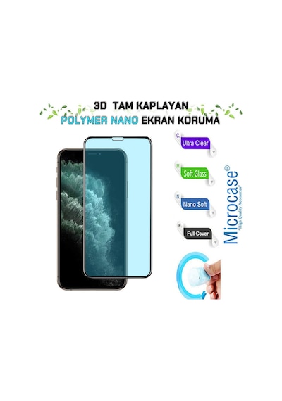 Apple Uyumlu   iPhone 11 3D Polymer Kavisli Tam Kaplayan Nano