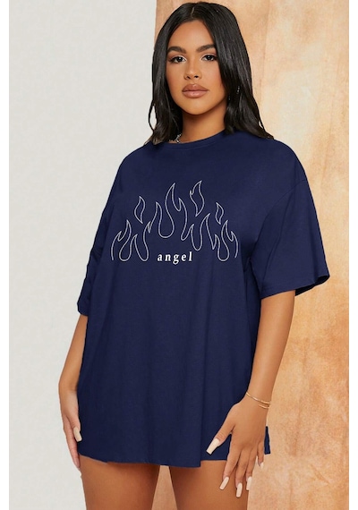 Green Angel Baskılı T-shirt Lacivert
