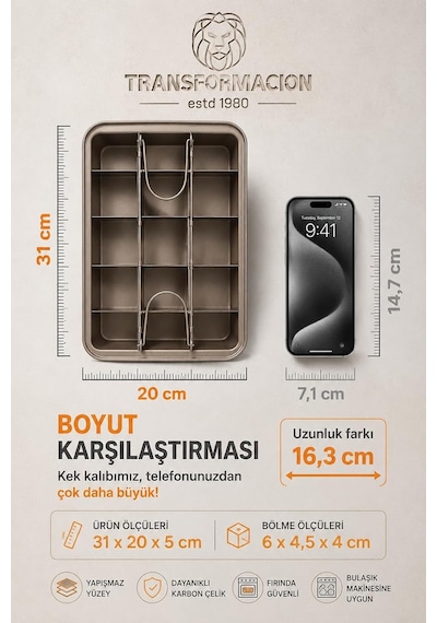 18 Bölmeli Yapışmaz Brownie Kek Kalıbı Çıkarılabilir Izgaralı Karbon Çelik Teflon Bölmeli Fırın Tepsisi Porsiyonluk Mini Kek Bar Kurabiye Hamur İşleri Kalıbı 723425 Çok Renkli