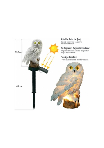 Coverzone Baykuş Figürlü Güneş Enerjili Solar Bahçe Aydınlatması