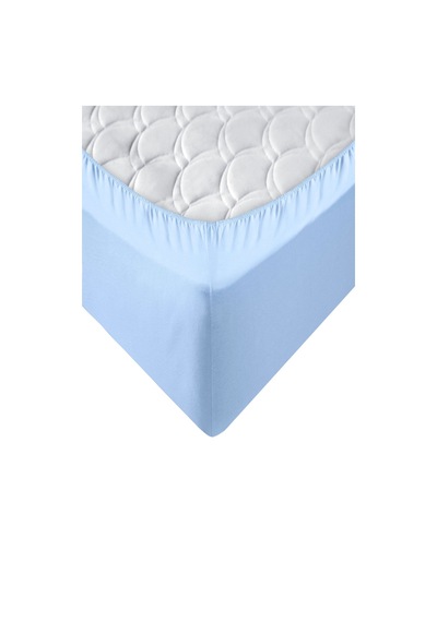 Penye Lastikli Çarşaf, Çift Kişilik , Açık Mavi, %100 Pamuk Örme Kumaş, 130 Gr/m² Açık Mavi