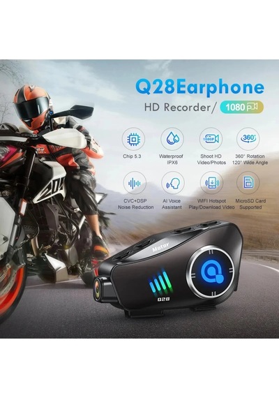 Q28 Motosiklet Kask Bluetooth Kulaklık 1080p Kamera Interkom Kulaklık Su Geçirmez Intercom 81056150