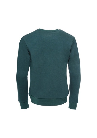 Yeşil Desensiz Bisiklet Yaka Sweatshirt - Wessi Siyah