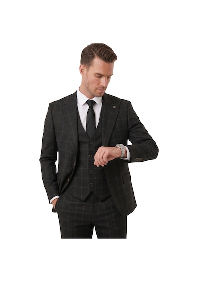 Deepsea Erkek Siyah Slim Fit 3 Lü Takım Elbise Kareli Ekose Desenli Yelekli Şık Takım 2600517 Deepsea Erkek Siyah Slim Fit 3 Lü Takım Elbise Kareli Ekose Desenli Yelekli Şık Takım 2600517