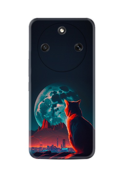Honor Magic 8 Lite 5g Kılıf Boutique Baskılı Resimli Dalgın Kedi Pcode -074
