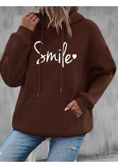 Kozia Outdoors Baskılı Oversize Unisex Sweatsirt Malkoç Kahve