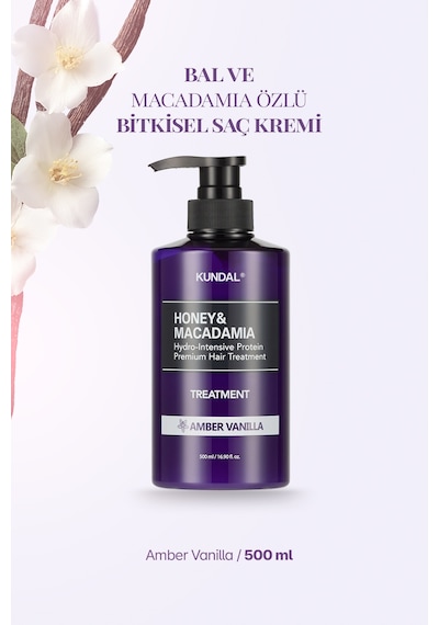 Yoğun Nemlendirici Ve Besleyici Saç Kremi Kundal Honey & Macadamia Protein Treatment Amber Vanilla