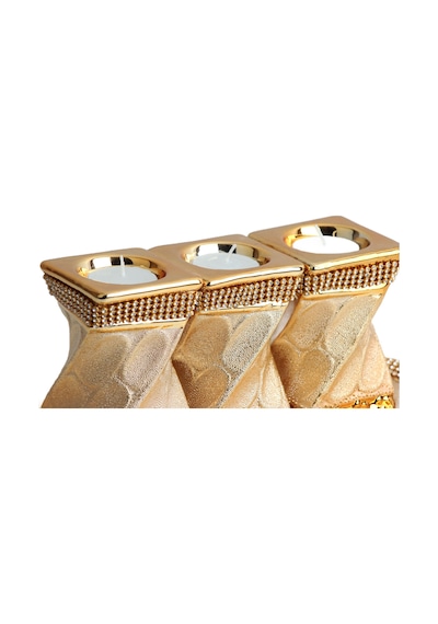 Lüks Porselen 3lü Tealight Mumluk Şamdan Biblo Heykel Hediyelik Dekoratif Ürün Masa Süsü Ev Hediye 5