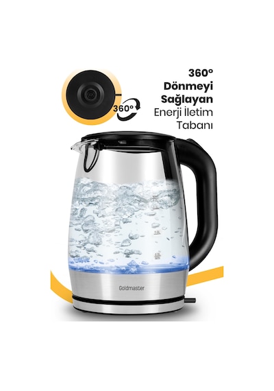 Goldmaster Aquarıne 1.7 Lt Işıklı Cam Kettle Su Isıtıcı
