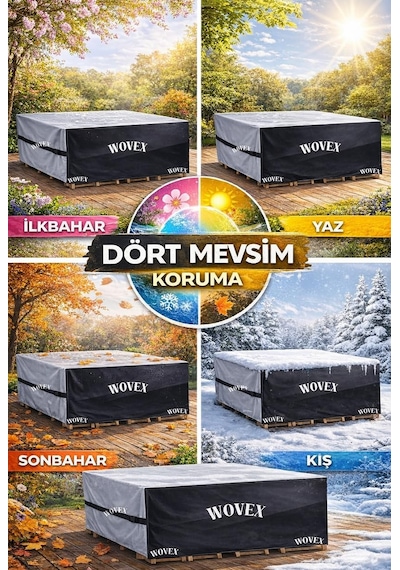 Wovex Gri Siyah Kombinasyonlu Bahçe Masa Mobilya Brandası,teras Koltuk Branda,su Geçirmez Uv Korumalı, Mobilya Ört Diğer