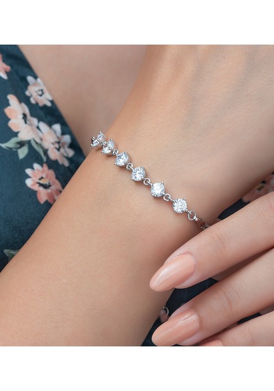 925 Ayar Zirkon Taşlı Kadın Gümüş Bileklik N11.4224
