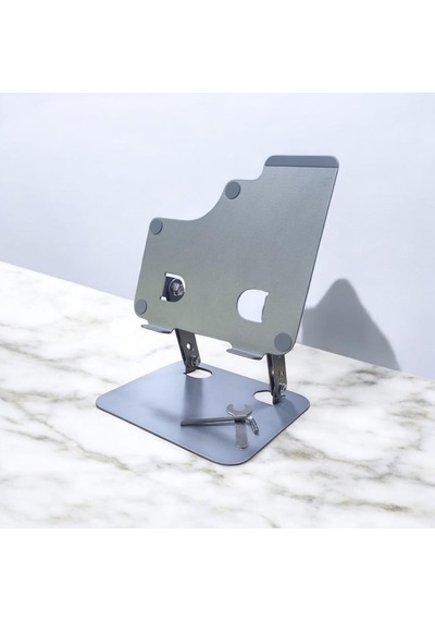 Katlanabilir Metal Alaşımlı Yükseklik Ve Açı Ayarlı Kaydırmaz Tablet Notebook Ve Laptop Standı Laptop Notebook Ve Tablet Standı Gümüş N6