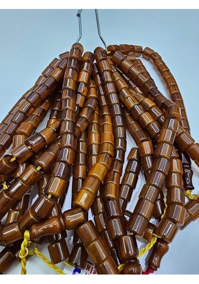 Omari İmzalı Sertifikalı Alman Faturan Sıkma Kehribar Tesbih 10,5x11,5 Mm Teker Kesim