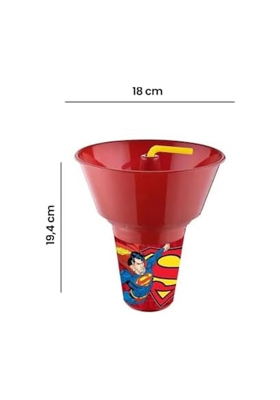 Supermn Lisanslı Cips Ve Mısır Kovalı Pipetli Bardak Açık Kırmızı