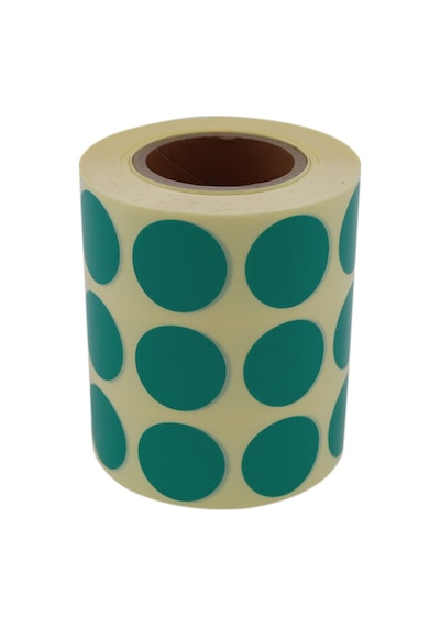 Renkli Kuşe Rulo Çap Etiketi 25mm X 25mm 2500 Adet Yan Yana 3 Lü