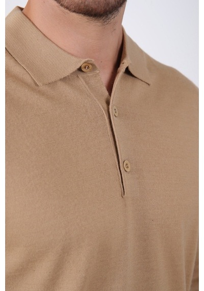 Ferraro Camel Polo Yaka Superfine Erkek Triko Kazak Camel