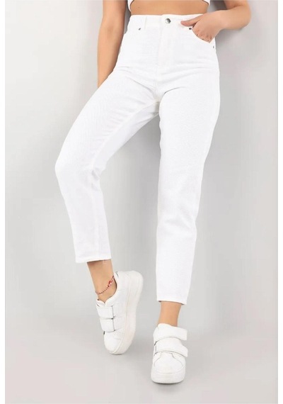 Lavajeans Kadın Mom Jean Beyaz Yüksek Bel Esnek Likrali Iç Göstermez Beyaz/white Beyaz