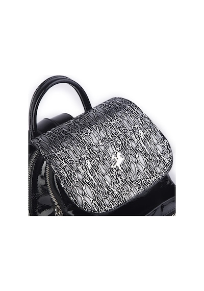 Nas Bag Kadın Sırt Çantası Çift Gözlü Spor Çanta 23x26x14 Cm Siyah Krsk Rugan Çok Renkli