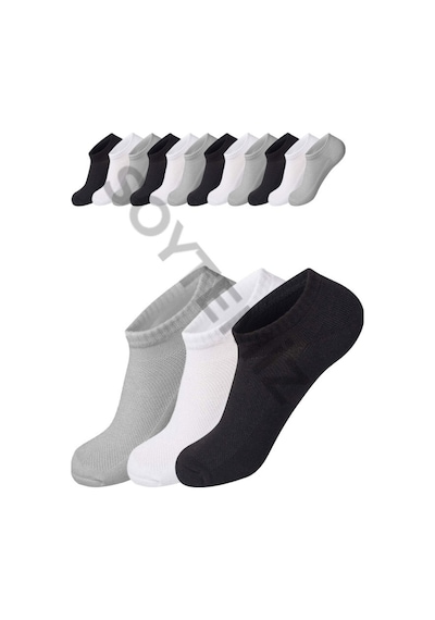Vaccino Unısex Cotton Görünmez Sneakers Spor Çorap 12 Çift Siyah Beyaz Gri Diğer