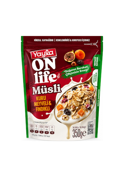 Yayla On Life Müsli Kuru Meyveli & Fındıklı 350 Gr Protein Ve Lif Kaynağı Kahvaltılık Müsli
