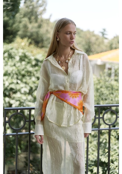 Mai Collection Mai Studios Co. Sorcha Sarı Transparan Gömlek Etek Takım Sarı