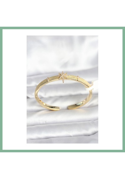 Bşkvirgo Pirinç Gold Renk Kutup Yıldızı Model Kadın Kelepçe Bileklik Bsk2026
