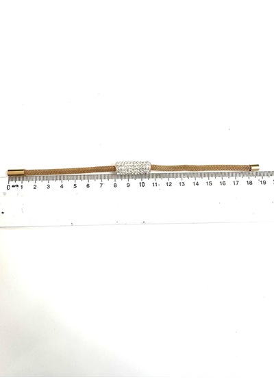 Zirkon Taşlı Mıknatıslı Kadın Çelik Bileklik 18 Cm Gold - Çelik Zirkon Taşlı Mıknatıslı Kadın Çelik Bileklik 18 Cm Gold - Çelik