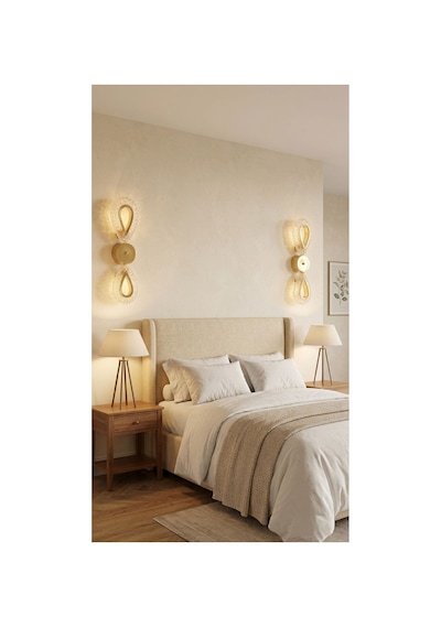 LumiaLighting Damla Model İkili Gold 3 Renk Modu Kristal Taşlı Salon Mutfak Yatak Çocuk Odası Aplik