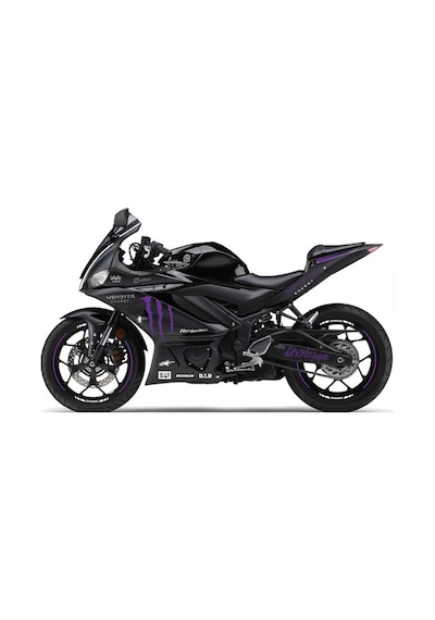 2019-2020 Yamaha Yzf R25 Mor- Beyaz Monster Sticker Etiket Full