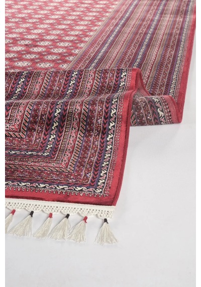 Apex Halı Bruj Bambu Viscon Halı 8751bu Bordo Renkli