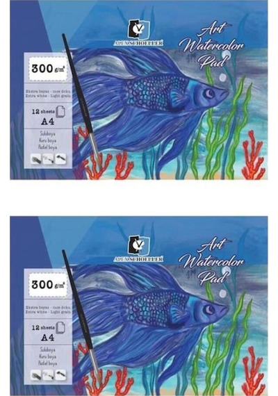 Art Suluboya Kağıdı Blok Ince Dokulu Ekstra White 300g 12 Yp A4 Alx-0625 2'li