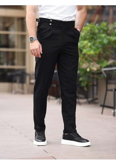 Keten Old Money Pantolon Siyah