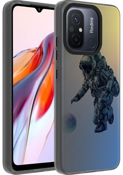 Xiaomi Redmi 12c Kılıf Desenli Zore Dragon Sert Kapak Astronot
