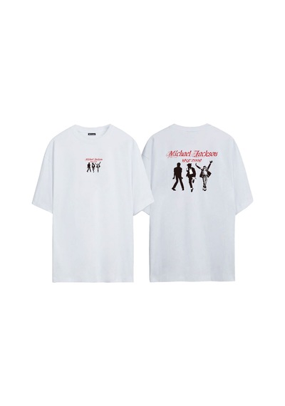 Thewert Unisex Michael Jackson 1958-2009 Ön Arka Baskılı Beyaz Oversize T-shirt
