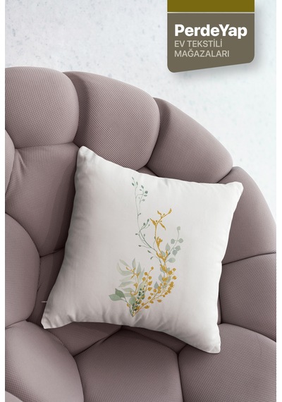Sade Modern Tasarımlı Yeşil Yapraklar Desenli 4lü Kırlent Kılıfı
