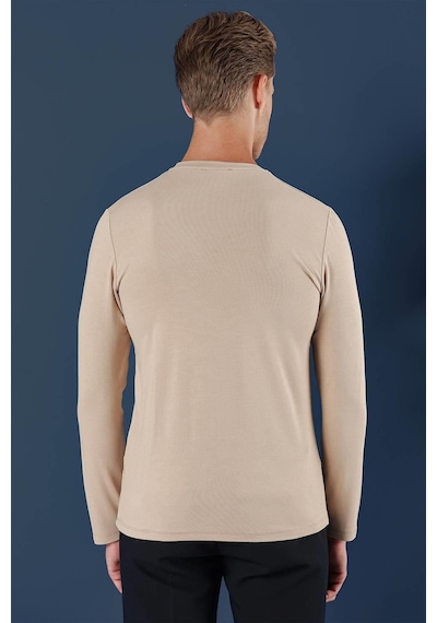 Efor Ts 870 Slim Fit Bej Spor T-shirt Bej