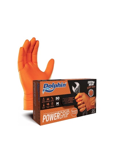 Powergrip Turuncu Nitril Eldiven M Beden