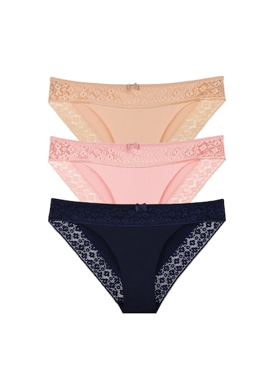 Sensu Kadın Lazer Kesim Dantelli Slip Külot 3'lü Paket Set - Kts3101 Model-2 Yeşil