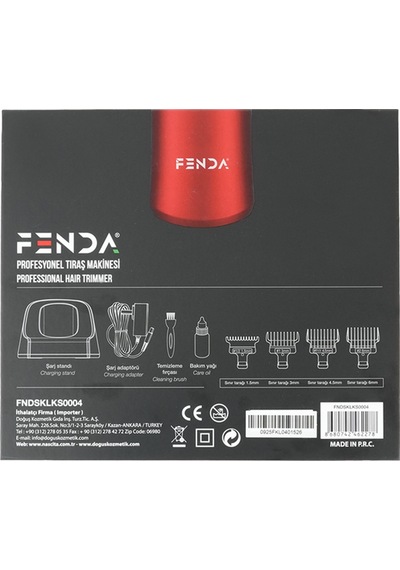 Fenda - Profonyonel Sakal Kesme Makinesi - Fndsklks0004 Kırmızı 1 Saat