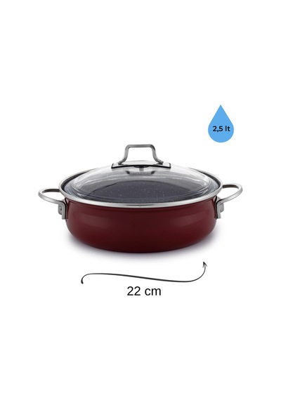 Bonera Emaye Vintage Güveç 6 Parça Tencere Seti 16-20-22 Cm Vişne Rengi Bordo